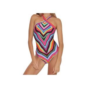Trina Turk Louve High Neck Reversable One Piece Padded Swimsuit Size 10 NWT